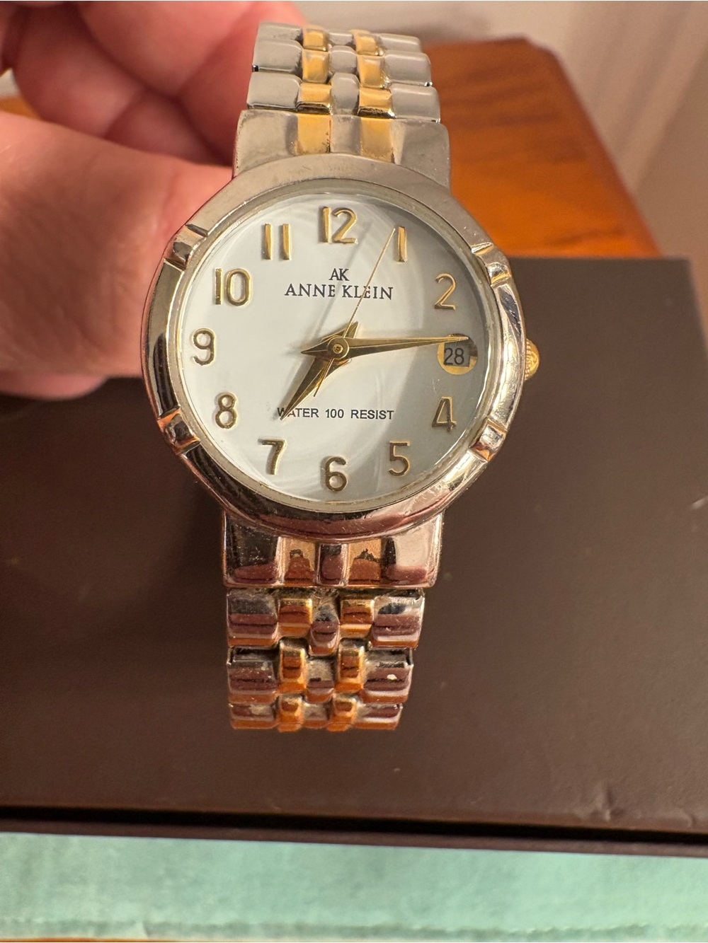 Anne Klein Two-Tone Silver and Gold Link Bracelet Watch